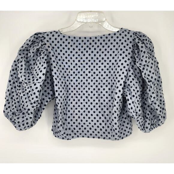 Free People Polka-Dot Puff-Sleeve Crop Top Women’s Medium NWT - Picture 3 of 10